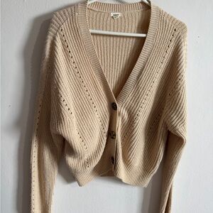 Garage Cream Knit Button Down Cardigan